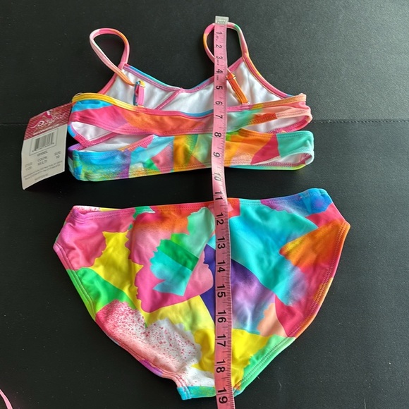 Kanu Surf UPF 50+ Isabel 2 piece adjustable strap top colorful watercolor print - Picture 4 of 5